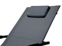 Leżak ogrodowy 160x62 cm textilene stalowy odporny UV 150 kg Szary E-hurtownia