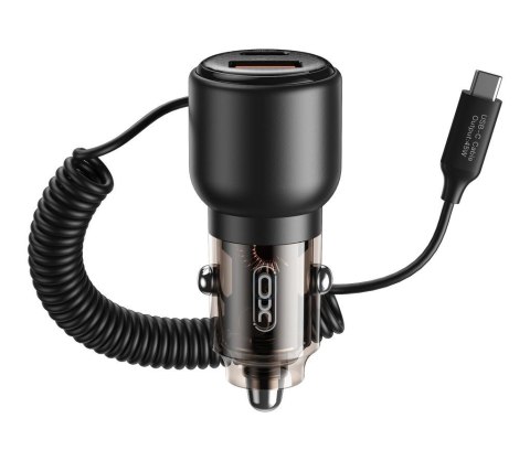 XO ładowarka samochodowa CC59 65W 1x USB 1x USB-C czarna matowa z kablem USB-C + kabel USB-C - USB-C XO ładowarka samochodowa CC59 65W 1x USB 1x USB-C czarna matowa z kablem USB-C + kabel USB-C - USB-C