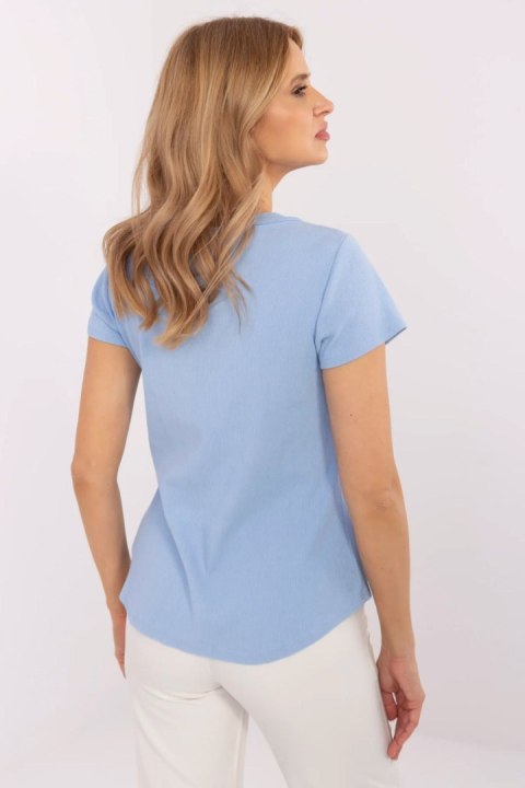 Bluzka Model DHJ-BZ-25168.00 Light Blue - Italy Moda Bluzka Model DHJ-BZ-25168.00 Light Blue - Italy Moda