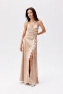 Serena - satynowa sukienka maxi sznurowana na plecach Roco Fashion