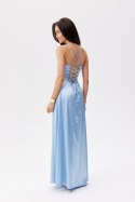Serena - satynowa sukienka maxi sznurowana na plecach Roco Fashion