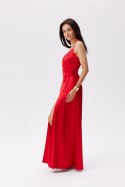 Serena - satynowa sukienka maxi sznurowana na plecach Roco Fashion