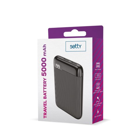 Setty power bank 5000 mAh SPBL-05 czarny LCD TelForceOne S.A. Setty power bank 5000 mAh SPBL-05 czarny LCD TelForceOne S.A.