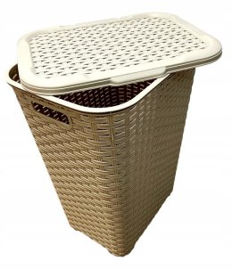 Kosz na biel.RATTAN 60l-beżowy 435x337x602 mm Katex
