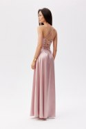 Serena - satynowa sukienka maxi sznurowana na plecach Roco Fashion