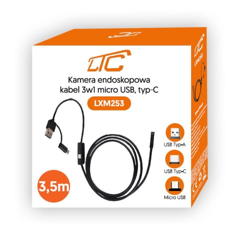 Kamera endoskopowa 3.5m obiektyw 8/7/5,5mm USB-C/Micro-USB LTC Lamex Andrzej Leszek Sp.K. Kamera endoskopowa 3.5m obiektyw 8/7/5,5mm USB-C/Micro-USB LTC Lamex Andrzej Leszek Sp.K.