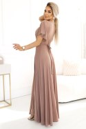 Sukienka Model Jennifer 581-4 Mocha Mousse Brokat - Numoco