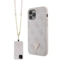 Guess nakładka do iPhone 12 / 12 Pro 6,1" GUHCP12MP4TDSCPP różowa HC PU Leather Metal Logo Strass Crossbody CG Mobile SAS
