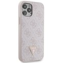 Guess nakładka do iPhone 12 / 12 Pro 6,1" GUHCP12MP4TDSCPP różowa HC PU Leather Metal Logo Strass Crossbody CG Mobile SAS