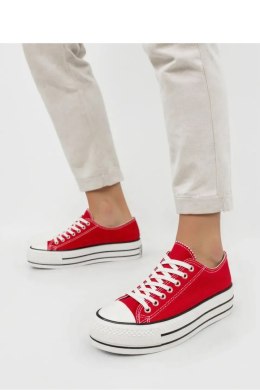 Damskie Trampki VELTRO RED ? Klasyczne Buty na Platformie - Inello