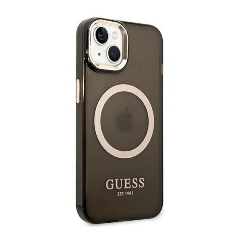 Guess Gold Outline Translucent MagSafe - Etui iPhone 14 (czarny) Guess Guess Gold Outline Translucent MagSafe - Etui iPhone 14 (czarny) Guess