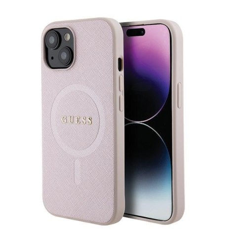 Guess nakładka do iPhone 15 6,1" GUHMP15SPSAHMCP różowa hardcase Saffiano MagSafe CG Mobile SAS Guess nakładka do iPhone 15 6,1" GUHMP15SPSAHMCP różowa hardcase Saffiano MagSafe CG Mobile SAS