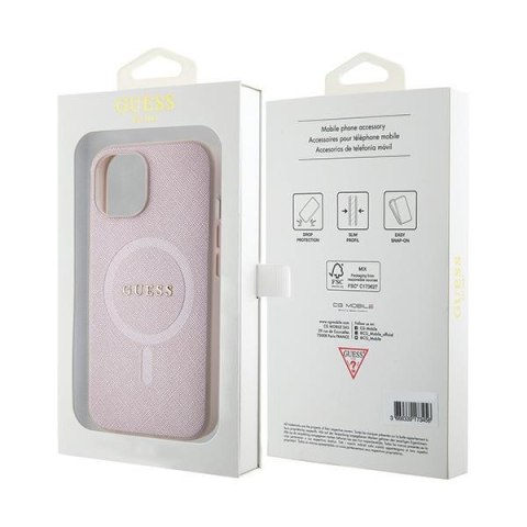 Guess nakładka do iPhone 15 6,1" GUHMP15SPSAHMCP różowa hardcase Saffiano MagSafe CG Mobile SAS Guess nakładka do iPhone 15 6,1" GUHMP15SPSAHMCP różowa hardcase Saffiano MagSafe CG Mobile SAS