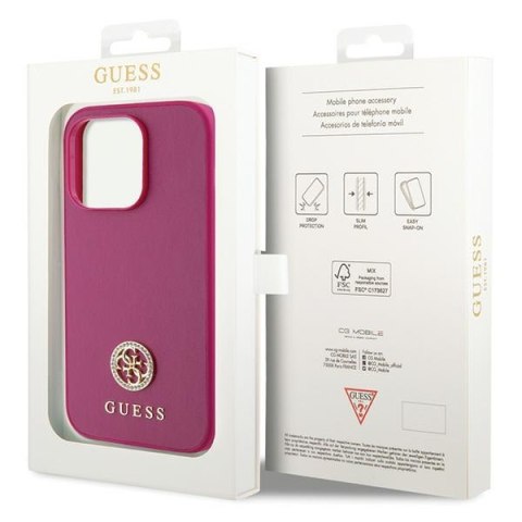 Guess nakładka do iPhone 15 Pro Max 6,7" GUHCP15XPS4DGPP różowa HC PU 4G Metal Logo Strass CG Mobile SAS Guess nakładka do iPhone 15 Pro Max 6,7" GUHCP15XPS4DGPP różowa HC PU 4G Metal Logo Strass CG Mobile SAS