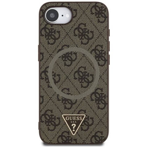 Guess 4G Ring Triangle Logo MagSafe - Etui do iPhone 16e (brązowy) Guess Guess 4G Ring Triangle Logo MagSafe - Etui do iPhone 16e (brązowy) Guess