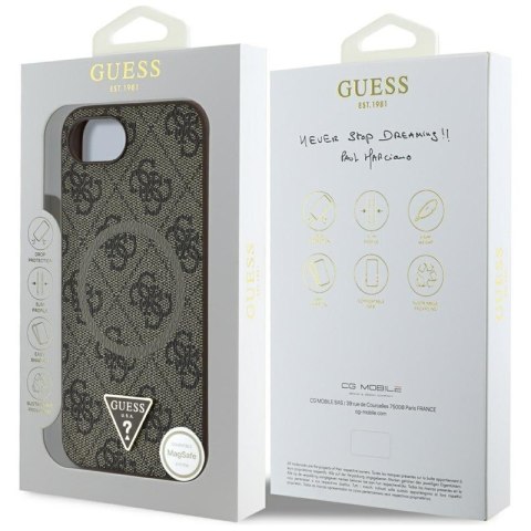 Guess 4G Ring Triangle Logo MagSafe - Etui do iPhone 16e (brązowy) Guess Guess 4G Ring Triangle Logo MagSafe - Etui do iPhone 16e (brązowy) Guess
