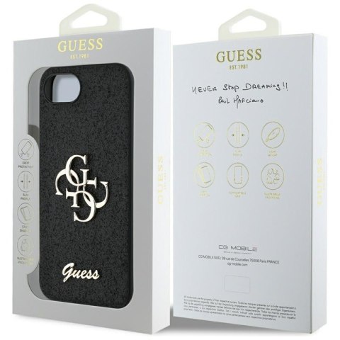 Guess Fixed Glitter Big 4G - Etui do iPhone 16e (czarny) Guess Guess Fixed Glitter Big 4G - Etui do iPhone 16e (czarny) Guess
