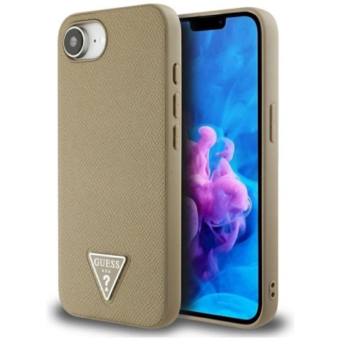 Guess Grained Triangle MagSafe - Etui do iPhone 16e (brązowy) Guess Guess Grained Triangle MagSafe - Etui do iPhone 16e (brązowy) Guess