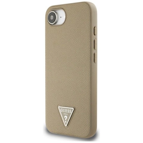Guess Grained Triangle MagSafe - Etui do iPhone 16e (brązowy) Guess Guess Grained Triangle MagSafe - Etui do iPhone 16e (brązowy) Guess