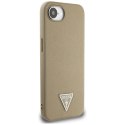 Guess Grained Triangle MagSafe - Etui do iPhone 16e (brązowy) Guess