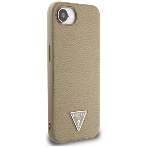 Guess Grained Triangle MagSafe - Etui do iPhone 16e (brązowy) Guess Guess Grained Triangle MagSafe - Etui do iPhone 16e (brązowy) Guess