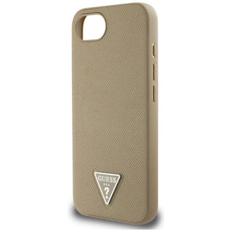 Guess Grained Triangle MagSafe - Etui do iPhone 16e (brązowy) Guess Guess Grained Triangle MagSafe - Etui do iPhone 16e (brązowy) Guess