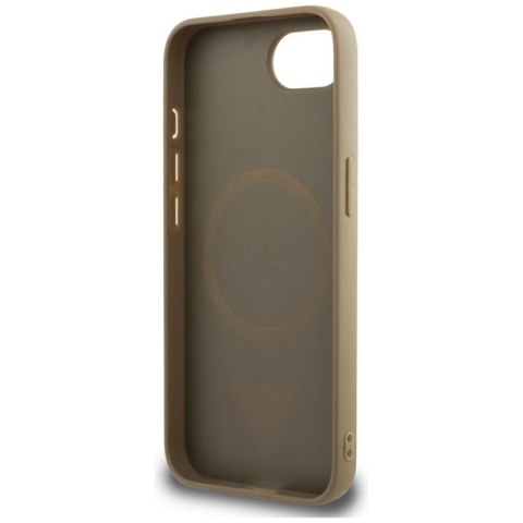 Guess Grained Triangle MagSafe - Etui do iPhone 16e (brązowy) Guess Guess Grained Triangle MagSafe - Etui do iPhone 16e (brązowy) Guess