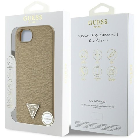 Guess Grained Triangle MagSafe - Etui do iPhone 16e (brązowy) Guess Guess Grained Triangle MagSafe - Etui do iPhone 16e (brązowy) Guess