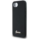 Guess Silicone Script Metal Logo MagSafe - Etui do iPhone 16e (czarny) Guess