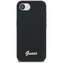Guess Silicone Script Metal Logo MagSafe - Etui do iPhone 16e (czarny) Guess