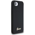 Guess Silicone Script Metal Logo MagSafe - Etui do iPhone 16e (czarny) Guess