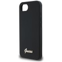 Guess Silicone Script Metal Logo MagSafe - Etui do iPhone 16e (czarny) Guess