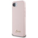 Guess Silicone Script Metal Logo MagSafe - Etui do iPhone 16e (różowy) Guess