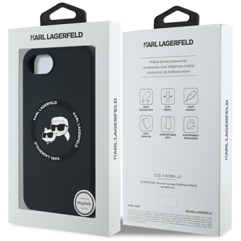 Karl Lagerfeld Silicone Karl & Choupette Heads MagSafe - Etui do iPhone 16e (czarny) Karl Lagerfeld Karl Lagerfeld Silicone Karl & Choupette Heads MagSafe - Etui do iPhone 16e (czarny) Karl Lagerfeld