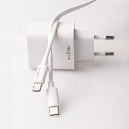 Maxlife ładowarka sieciowa PD QC MXTC-06-30AC 1x USB-C 1x USB 30W biała + kabel USB-C - USB-C 60W TelForceOne S.A.