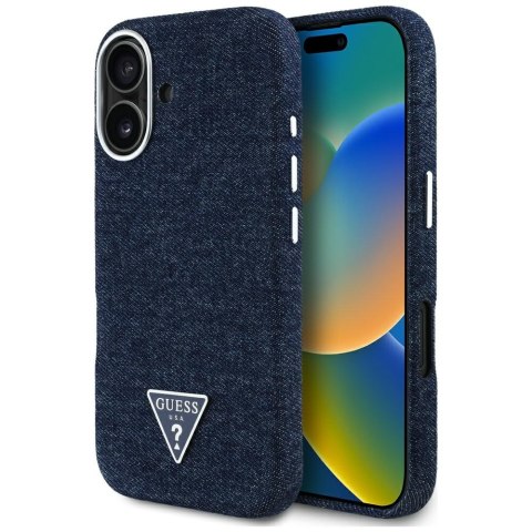 Guess Nakładka HC MagSafe FW Denim Triangle Logo do iPhone 16 Niebieska CG Mobile SAS Guess Nakładka HC MagSafe FW Denim Triangle Logo do iPhone 16 Niebieska CG Mobile SAS
