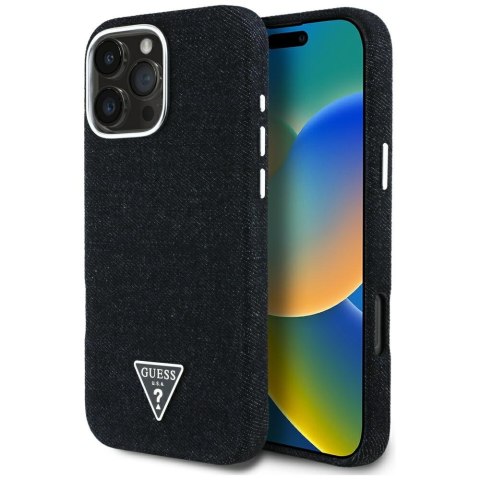 Guess Nakładka HC MagSafe FW Denim Triangle Logo do iPhone 16 Pro Max Czarna CG Mobile SAS Guess Nakładka HC MagSafe FW Denim Triangle Logo do iPhone 16 Pro Max Czarna CG Mobile SAS