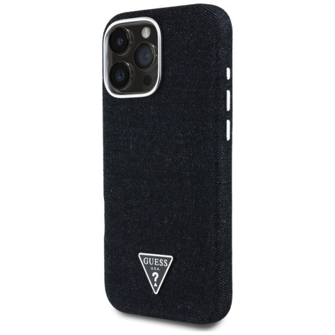 Guess Nakładka HC MagSafe FW Denim Triangle Logo do iPhone 16 Pro Max Czarna CG Mobile SAS Guess Nakładka HC MagSafe FW Denim Triangle Logo do iPhone 16 Pro Max Czarna CG Mobile SAS