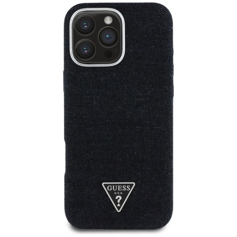 Guess Nakładka HC MagSafe FW Denim Triangle Logo do iPhone 16 Pro Max Czarna CG Mobile SAS Guess Nakładka HC MagSafe FW Denim Triangle Logo do iPhone 16 Pro Max Czarna CG Mobile SAS