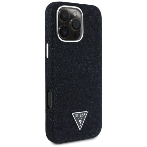 Guess Nakładka HC MagSafe FW Denim Triangle Logo do iPhone 16 Pro Max Czarna CG Mobile SAS Guess Nakładka HC MagSafe FW Denim Triangle Logo do iPhone 16 Pro Max Czarna CG Mobile SAS