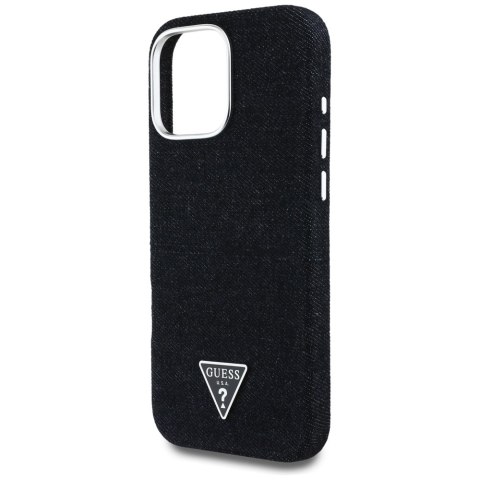 Guess Nakładka HC MagSafe FW Denim Triangle Logo do iPhone 16 Pro Max Czarna CG Mobile SAS Guess Nakładka HC MagSafe FW Denim Triangle Logo do iPhone 16 Pro Max Czarna CG Mobile SAS