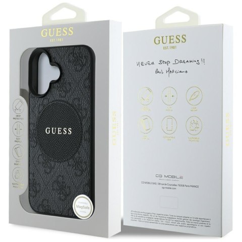 Guess Nakładka HC MagSafe PU 4G Circle with Classic Logo do iPhone 16 Czarna CG Mobile SAS Guess Nakładka HC MagSafe PU 4G Circle with Classic Logo do iPhone 16 Czarna CG Mobile SAS
