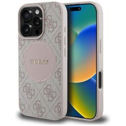 Guess Nakładka HC MagSafe PU 4G Circle with Classic Logo do iPhone 16 Pro Różowa CG Mobile SAS