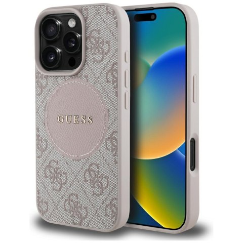 Guess Nakładka HC MagSafe PU 4G Circle with Classic Logo do iPhone 16 Pro Różowa CG Mobile SAS