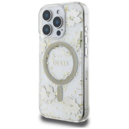 Guess Nakładka HC MagSafe Resin Flowers and Glitter do iPhone 16 Pro Max Beżowa CG Mobile SAS