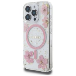 Guess Nakładka HC MagSafe Resin Flowers and Glitter do iPhone 16 Pro Max Różowa CG Mobile SAS