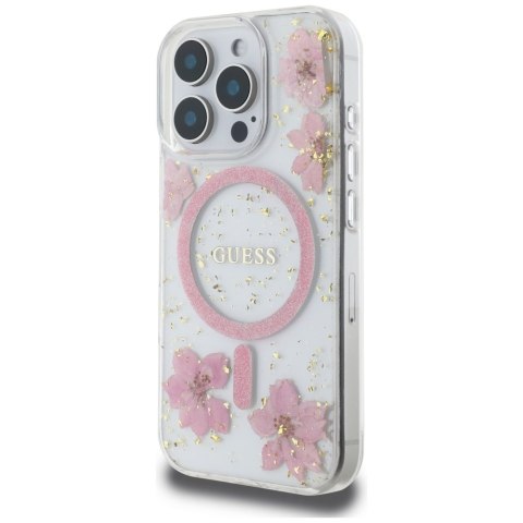 Guess Nakładka HC MagSafe Resin Flowers and Glitter do iPhone 16 Pro Max Różowa CG Mobile SAS Guess Nakładka HC MagSafe Resin Flowers and Glitter do iPhone 16 Pro Max Różowa CG Mobile SAS