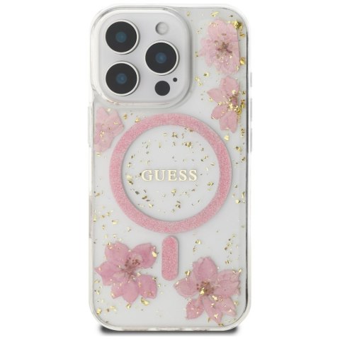 Guess Nakładka HC MagSafe Resin Flowers and Glitter do iPhone 16 Pro Max Różowa CG Mobile SAS Guess Nakładka HC MagSafe Resin Flowers and Glitter do iPhone 16 Pro Max Różowa CG Mobile SAS