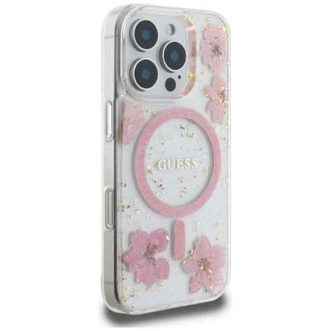 Guess Nakładka HC MagSafe Resin Flowers and Glitter do iPhone 16 Pro Max Różowa CG Mobile SAS Guess Nakładka HC MagSafe Resin Flowers and Glitter do iPhone 16 Pro Max Różowa CG Mobile SAS