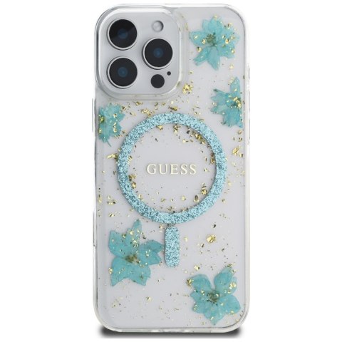 Guess Nakładka HC MagSafe Resin Flowers and Glitter do iPhone 16 Pro Max Turkusowa CG Mobile SAS Guess Nakładka HC MagSafe Resin Flowers and Glitter do iPhone 16 Pro Max Turkusowa CG Mobile SAS